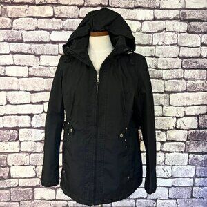 Details Intl Black Long Sleeve Hooded Coat Size L